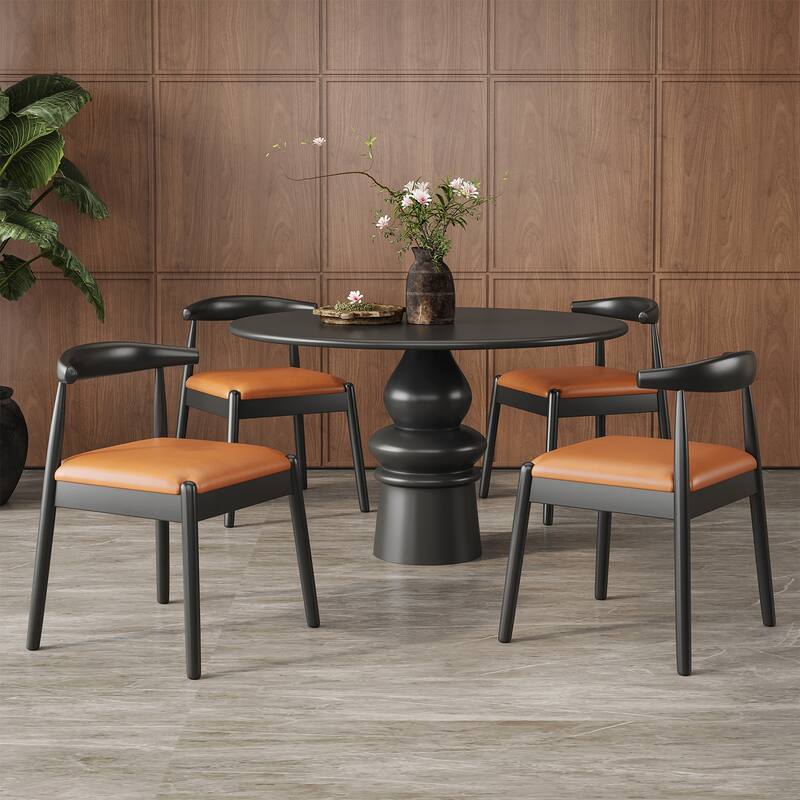 Weave Dining Chairs Set of 2, Mid-Century Modern Kitchen Chair with Solid Oak Frame & Handwoven Seat for Living Dining Room