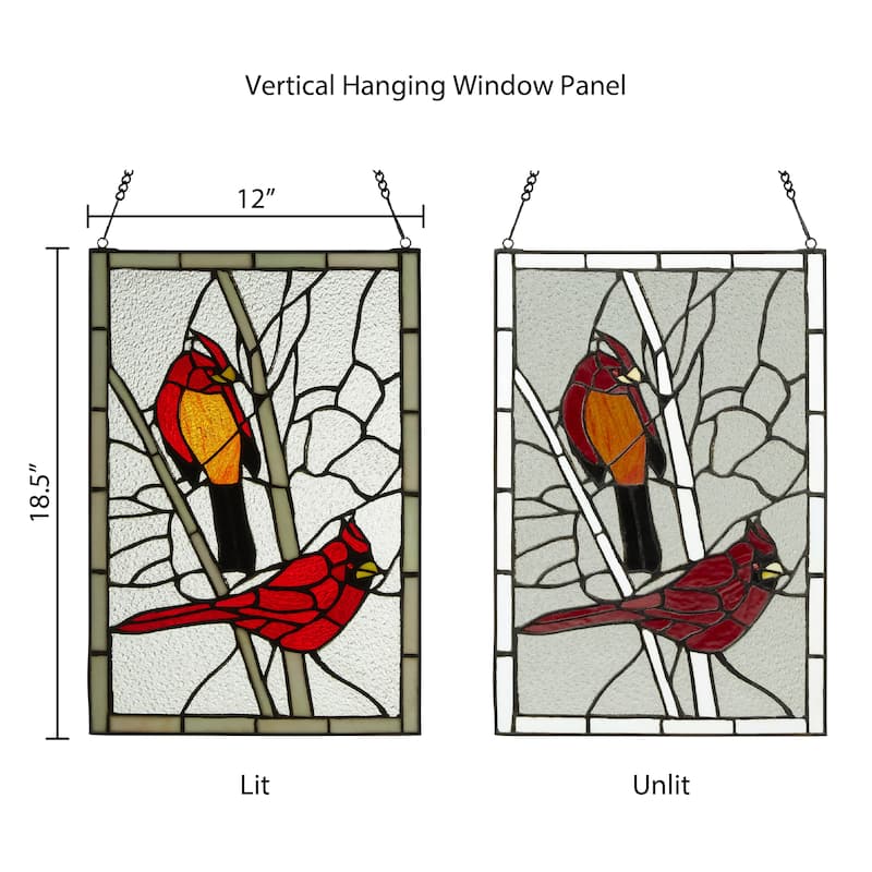 Copper Grove Zoetermeer 18.5-inch Northern Cardinal Songbird Stained Glass Window Panel