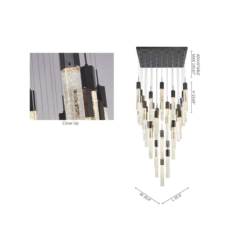 41-Light Black Chandelier With Clear Bubble Crystals
