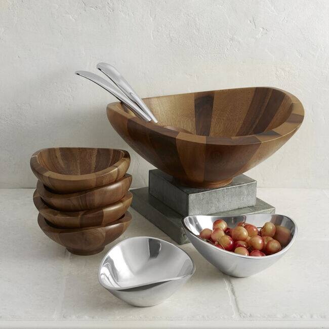 Nambe Set of 4 Butterfly Individual Acacia Wood Salad Bowls