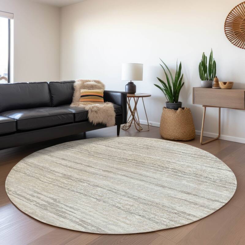Premium Washable Super Soft Modern Ombre Stripes Mayfield Rug - Baja - 8' x 8' - Round