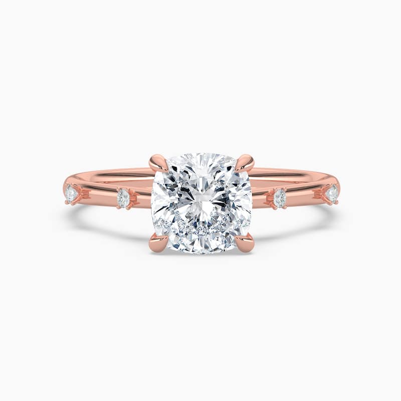 Auriya 14k Gold Petite Diamond Station Cushion Lab Grown Engagement Ring 1.00 to 5.00 ct. tw. (F-G, VS) - 8.5 - 1.50 carats - Rose