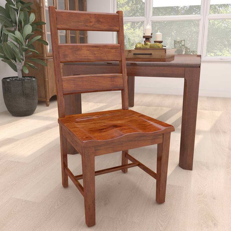 Brown Mango Wood Ladder Back Dining Chair (Set of 2)