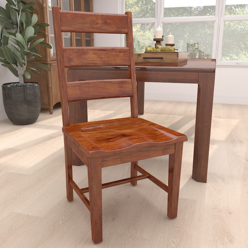 Teak Wood Handmade Mid-Century Living Room Accent Chair with Wrapped Banana Leaf Seat - Set of 2 Light Brown - Roche River Decor