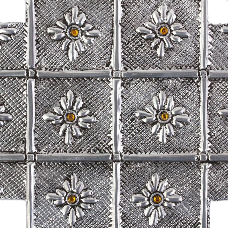 Novica Handmade Amber Crystal Glow Aluminum Repousse Cross