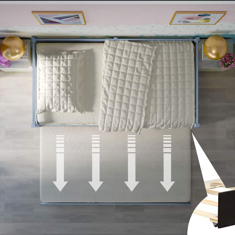 Costway Twin Size Trundle Daybed Wooden Slat Support Mattress Platform