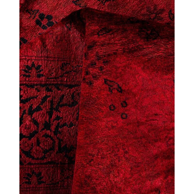 Overton Hand Knotted Wool Vintage Inspired Modern Contemporary Overdyed Red Area Rug - 3' 2" x 5' 3"