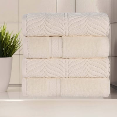 Superior Chevron Zero Twist Solid and Jacquard Cotton Bath Towel Set of 4