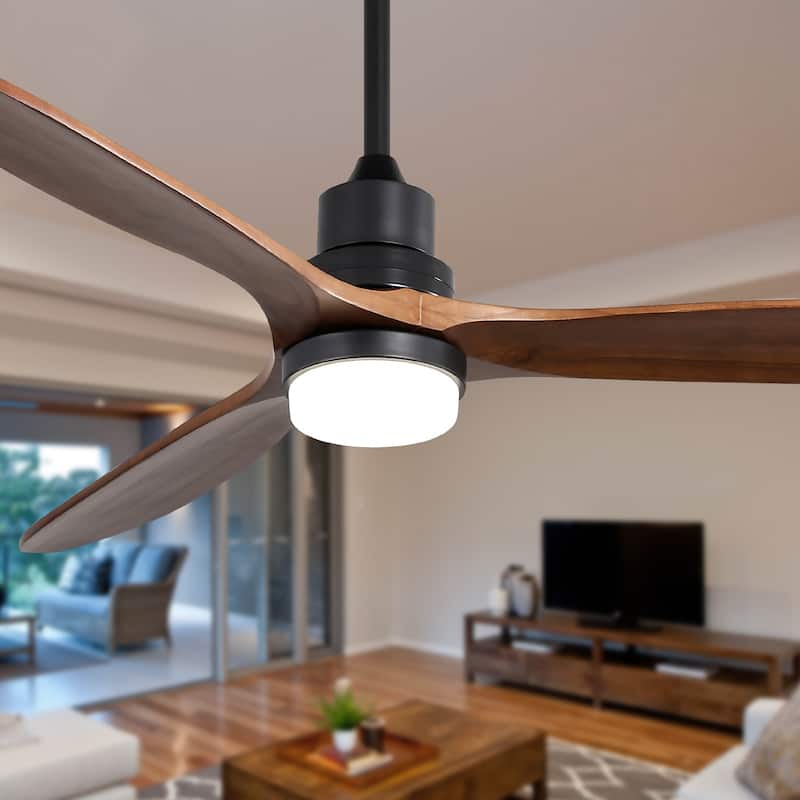 Standard Noiseless Wood Ceiling Fan with Lights Remote Control Quiet DC