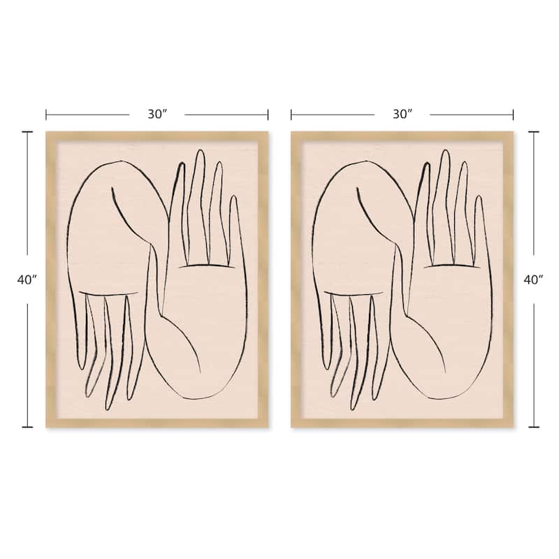 "Helping Hands" Set of Two Framed Textured Wall Art - Multi-Color