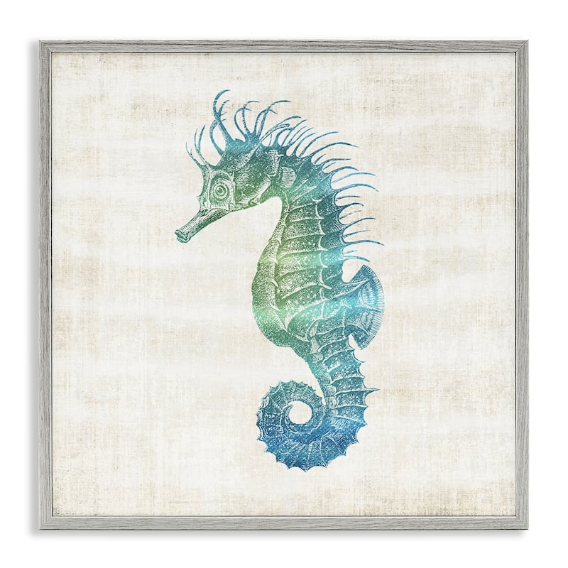 Stupell Ombre Seahorse Expression Framed Giclee Art Design By Susan Arnot - 17 x 17 - Grey
