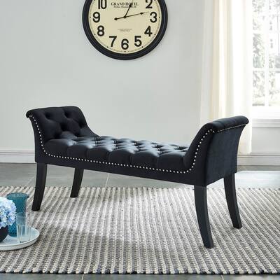 Velci Velvet Tufted Studded Bench