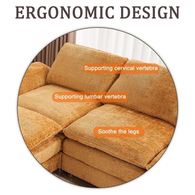 102" Three-seat Chenille L-shaped Sectional Sofa with Ottoman