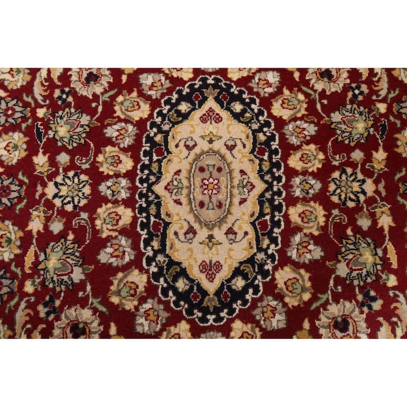 Floral Vegetable Dye Nain Oriental Area Rug Wool Hand-knotted Carpet - 3'11" x 6'4"
