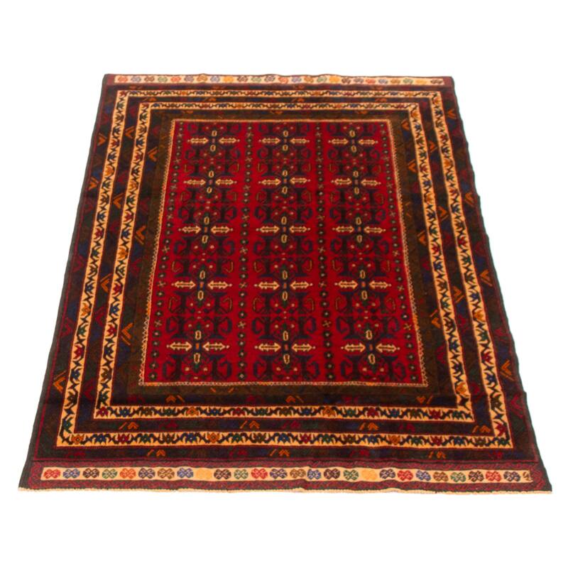 Teimani Red Rug 4'2" x 6'7" - 4'2 x 6'7