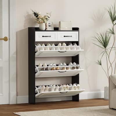 Shoe Cabinet with 3 Doors,2 Drawers and PVC Door with Shape
