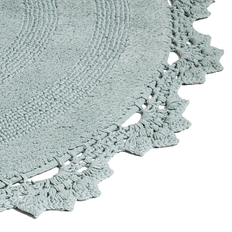 MH London Winchester Cotton Round Bathroom Rug - Soft Bath Mat