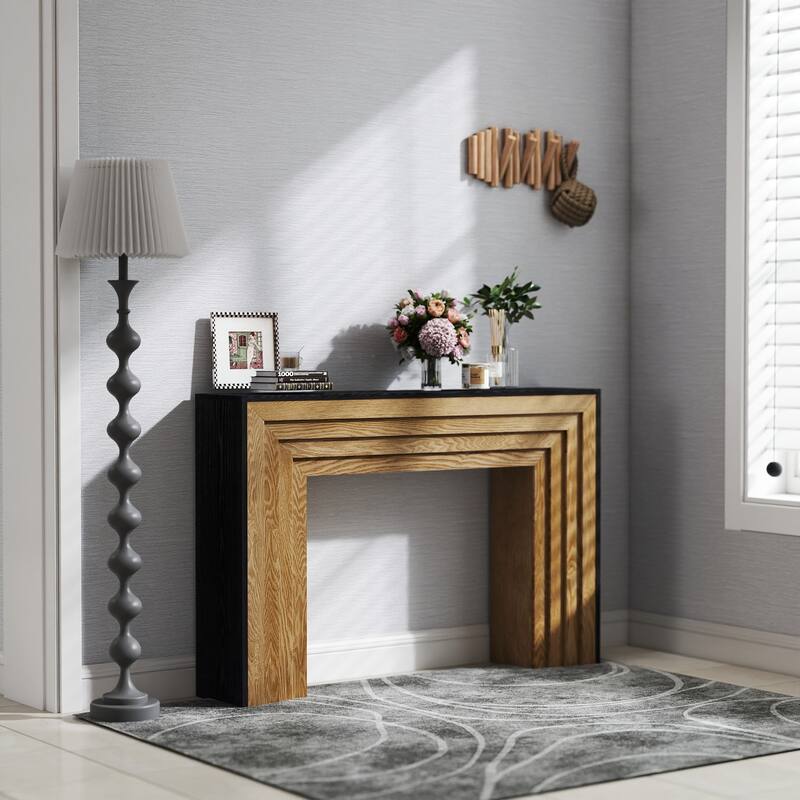Two-Tone Wood Console Table, 47 Inch Modern Entryway Console Table, Rustic Hallway Accent Table for Living Room, Entrance