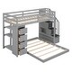 preview thumbnail 14 of 16, Twin Over Full Size Bunk Bed with Shelves and Storage, White