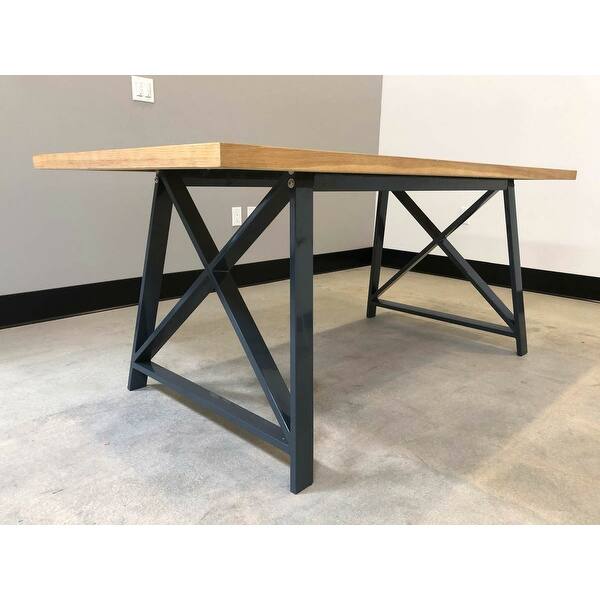 Shop 2xhome Table Only Natural Light Brown Wood Modern Table Steel Frame Metal Dining Table 71 Rectangle Gray Retro Vintage On Sale Overstock 13943608