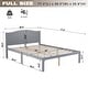 preview thumbnail 2 of 6, Full Platform Bed Simple Wood Bed Frame with Headboard Slat Support Bedroom Kids Bed Platform Bed Frame - Grey