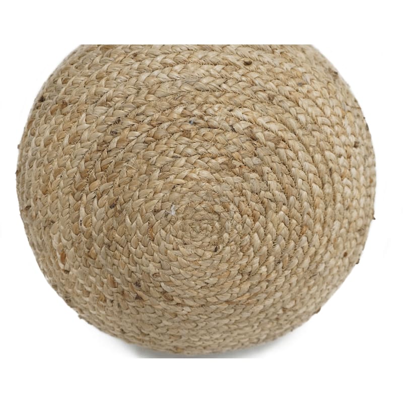 Home&Manor Jute Round Pouf