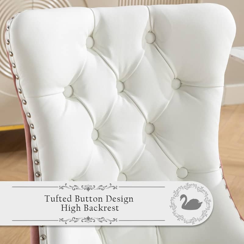 Tufted Naliheads Solid Wood Upholstered Dining Chairs (Set of 8)