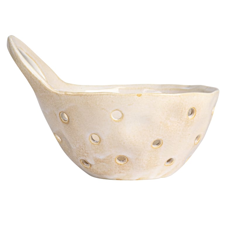 Set of 2 Cream Stoneware Colanders