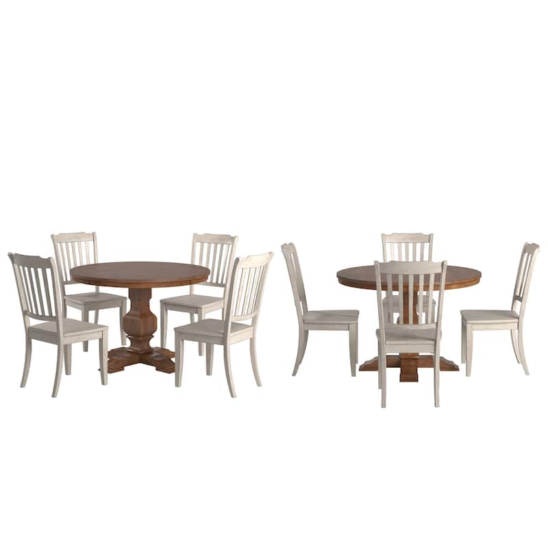 Ronda 45" Round Solid Wood Top Dining Set with Spindle Back Chairs