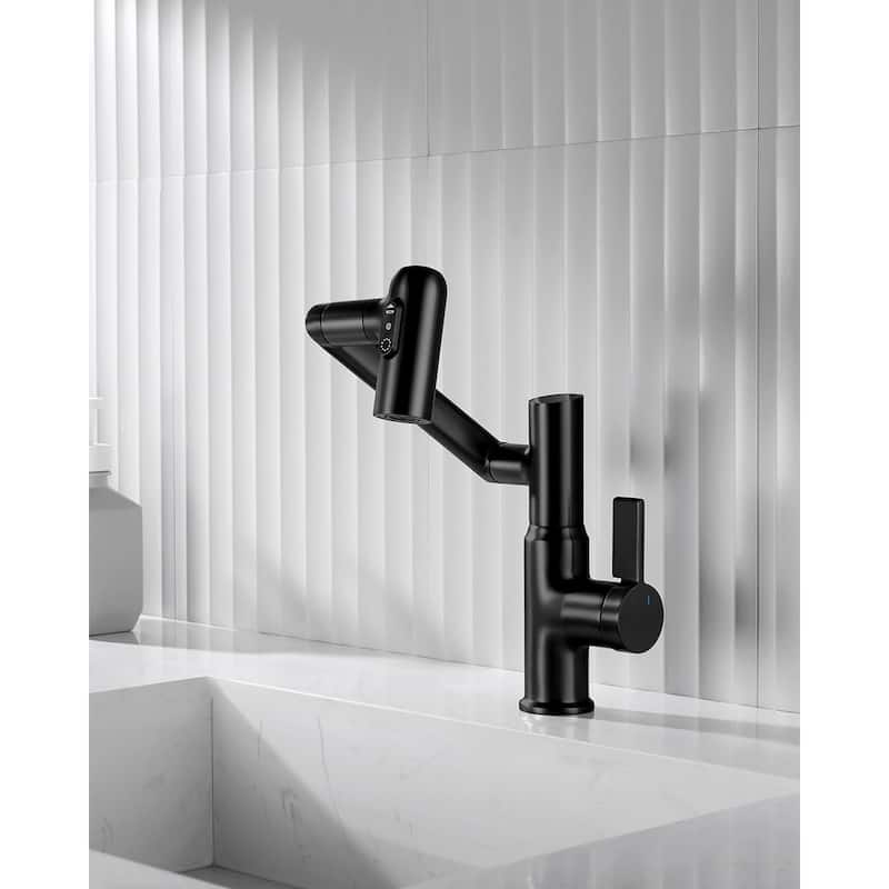 Lefton Rotatable Bathroom Faucet with Temperature Display in Fahrenheit (Batteries-Free), BF2204