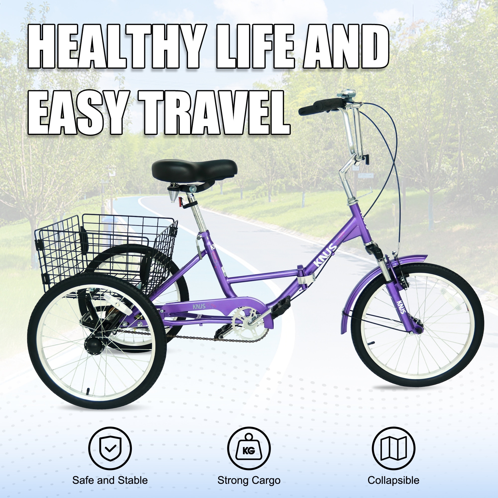 collapsible 3 wheel bicycle EOYOBIKE Adult Folding Tricycle, 7-Speed 3-Wheel Cruiser Bike with Low Step-Through Frame, Large Rear Basket, Adjustable Seat, 20/24/26 Inch Options (Frosted Blue, 20 Inch) : Sports & Outdoors Fold and Go Triker Plus Folding 3-Wheel Electric