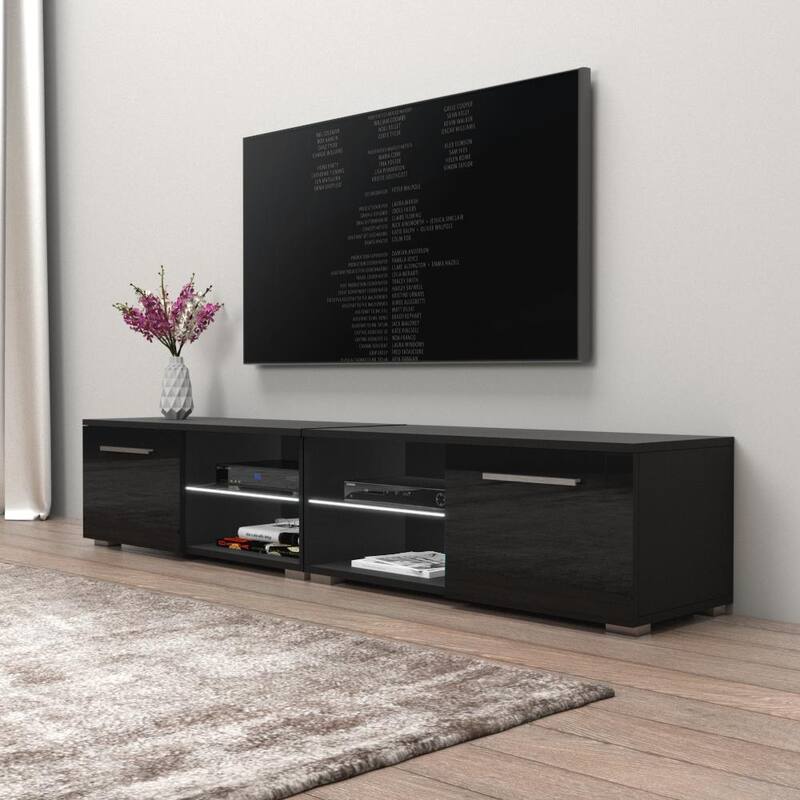Moon Matte Gloss TV Stand with 16 Color LED Lights