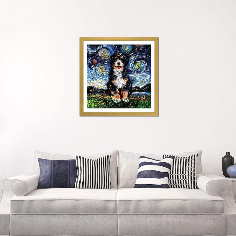 iCanvas "Bernedoodle Night" by Aja Trier