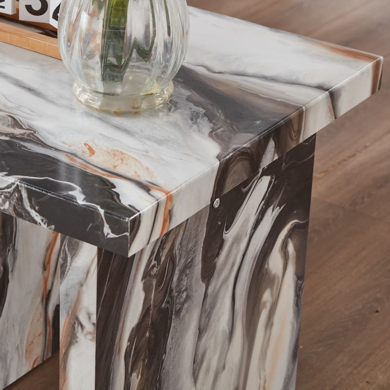 Roundhill Furniture Cavira Modern Faux Marble Living Room End/Side Table