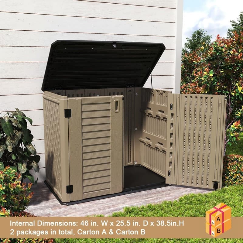 Outdoor Resin Deck Box Storage Shed for Garden,Patios,Backyards,Tools