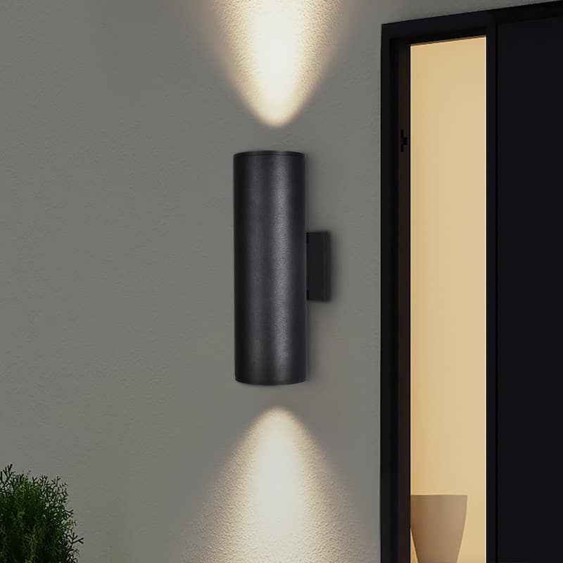 2 - Light Modern Industrial Matte Black Outdoor Wall Sconce