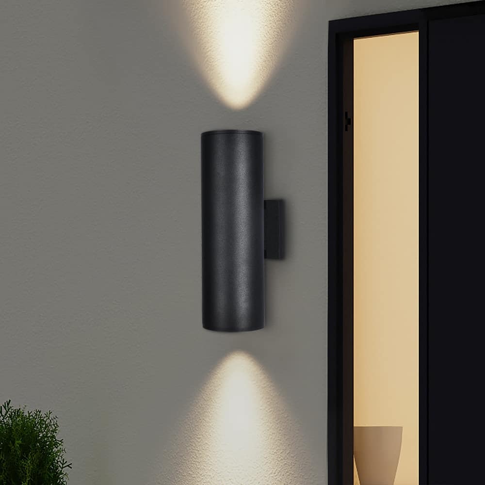 2 - Light Modern Industrial Matte Black Outdoor Wall Sconce