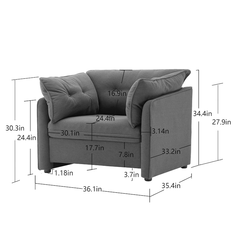 Chenille Lounge Chair with Thick Cushion & Armrests