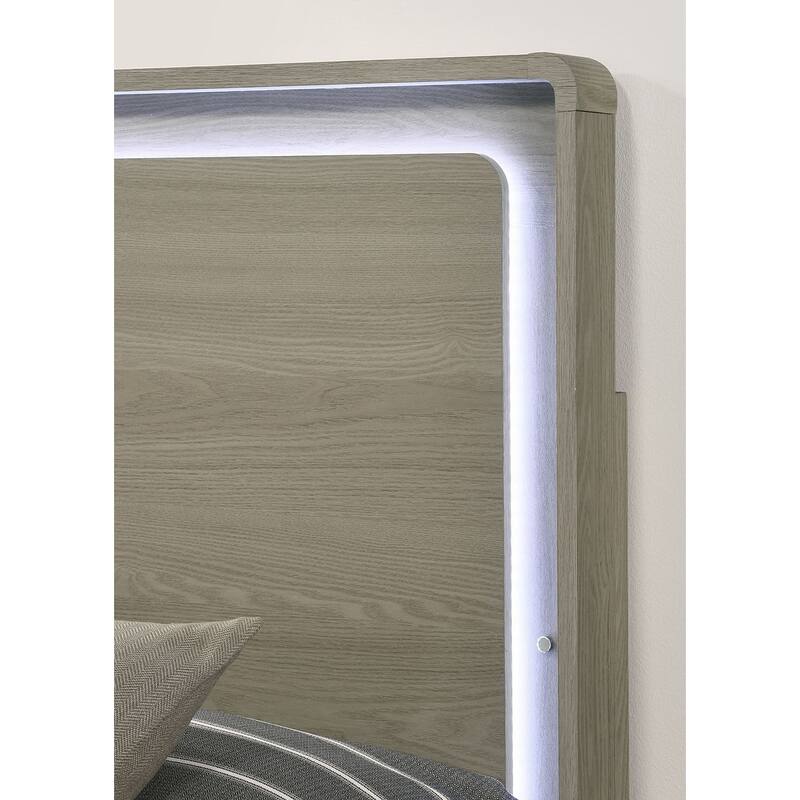 Bedroom Set Grey Finish Contemporary Bed Nightstand Dresser Mirror Chest