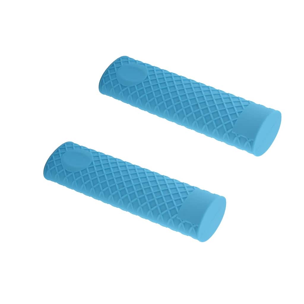 Heat Resistant Silicone Pot Pan Handle Grip Holder Sleeve Cover 2pcs - Blue - 6.1" x 2" x 1.2"(L*W*T)