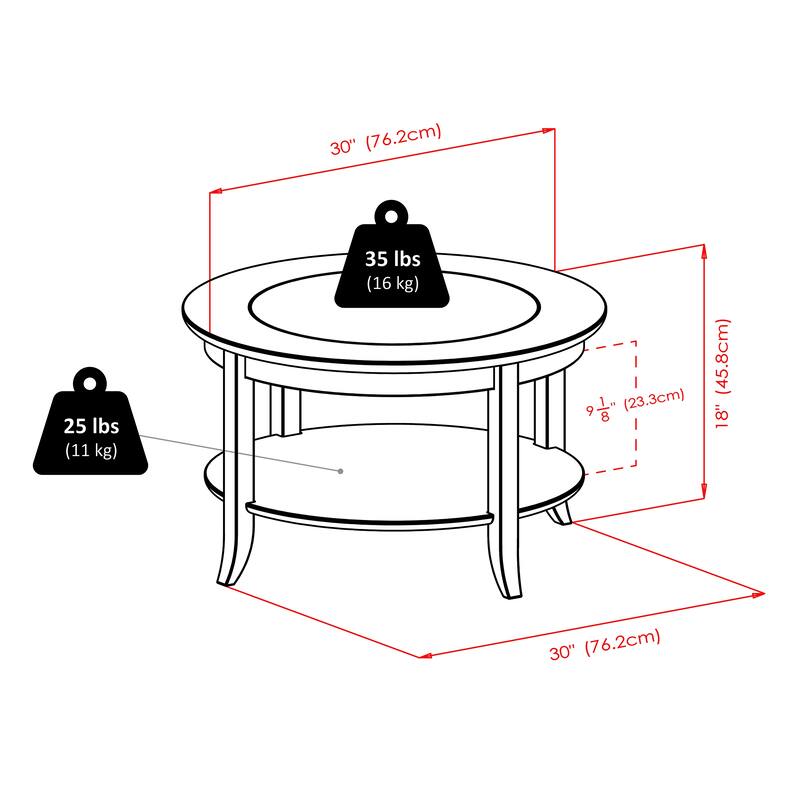 Genoa Coffee Table, Espresso - 30 x 30 x 18.03 inches