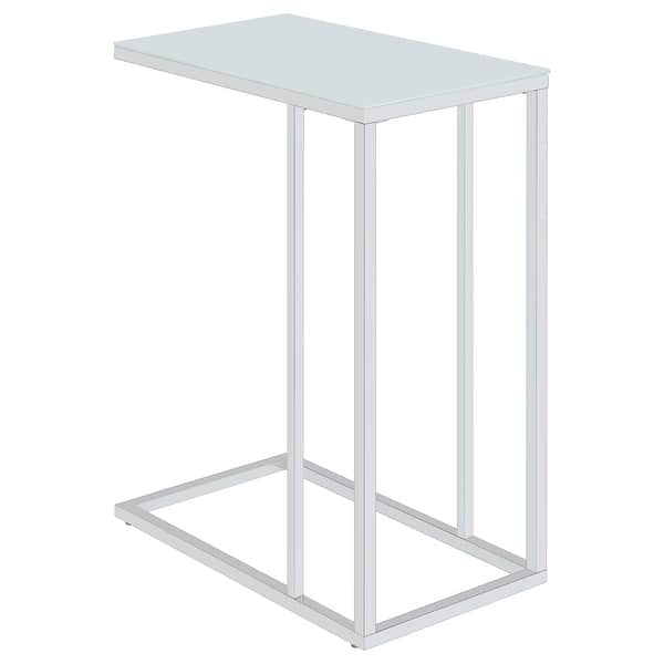 slide 2 of 3, Stella Glass Top C-Shaped Sofa Side Table Chrome