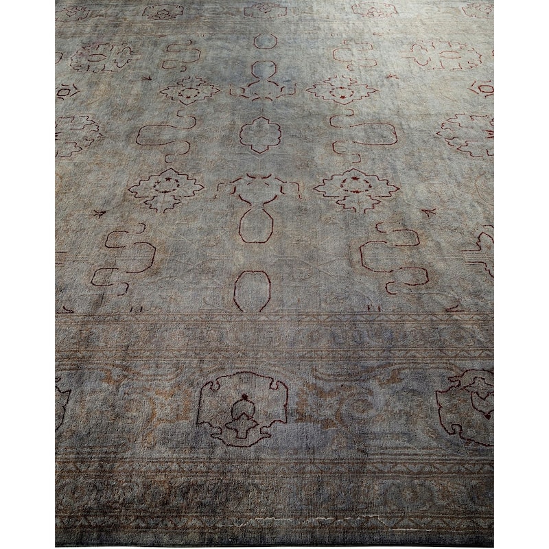 Overton Hand Knotted Wool Vintage Inspired Modern Contemporary Overdyed Gray Area Rug - 9' 1" x 12' 1"