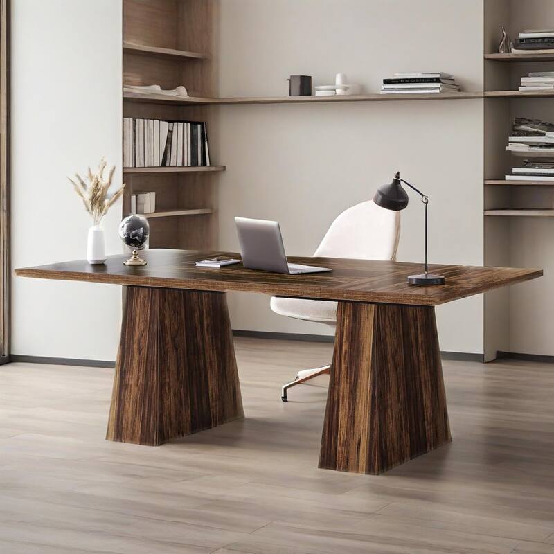 Wood Executive Desk Modern Double Pedestal Large Office
