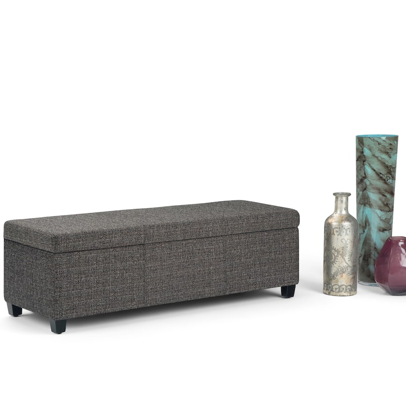 WYNDENHALL Franklin 48-in. Wide Contemporary Rectangular Storage Ottoman - Dark Grey