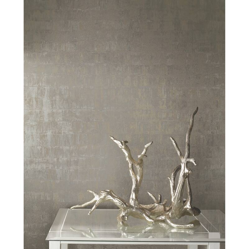 Ronald Redding Liquid Metal Taupe Wallpaper