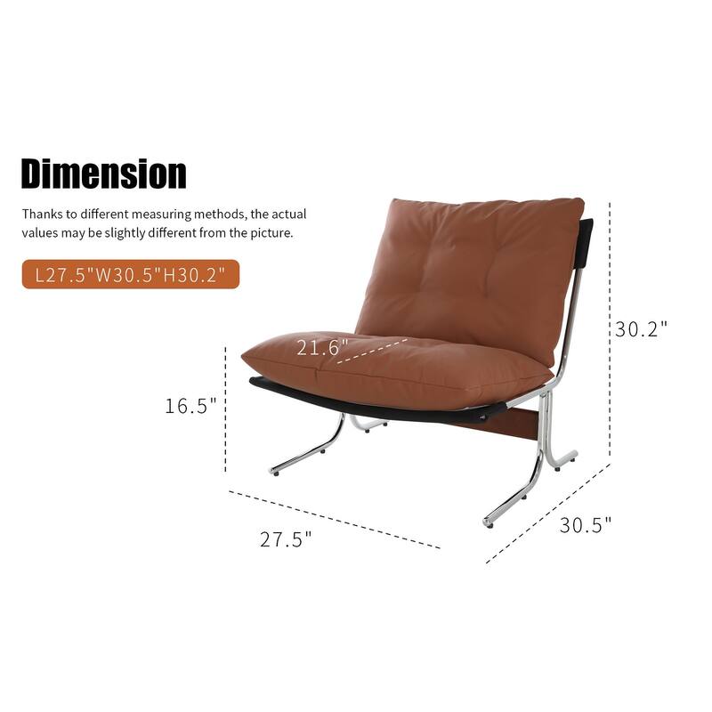 Faux Leather Modern Armchair with High Back, Metal Legs and 350lb Weight Capacity