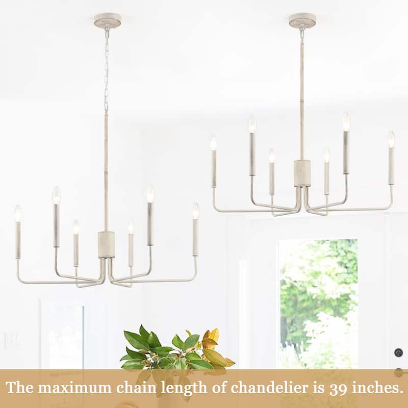 Modern 6-Light Simple Candle Chandelier for Kitchen Island, Living Room, Bedroom, Foyer