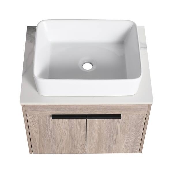 24 Inch Modern Design Floating Bathroom Vanity With Ceramic Basin Set