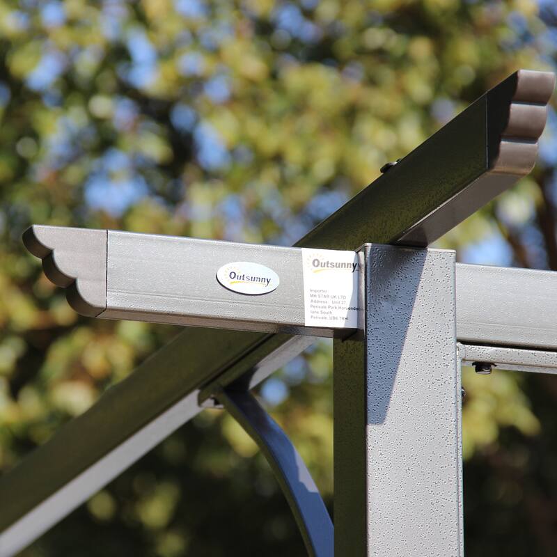 Outsunny 11.5' x 11.5' Retractable Pergola Canopy, Outdoor UV Protection & Sun Shade, Steel Frame